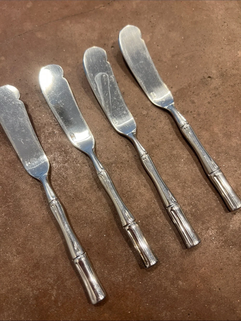 Silver Bamboo-Handle Butter Spreaders — Set of 4
